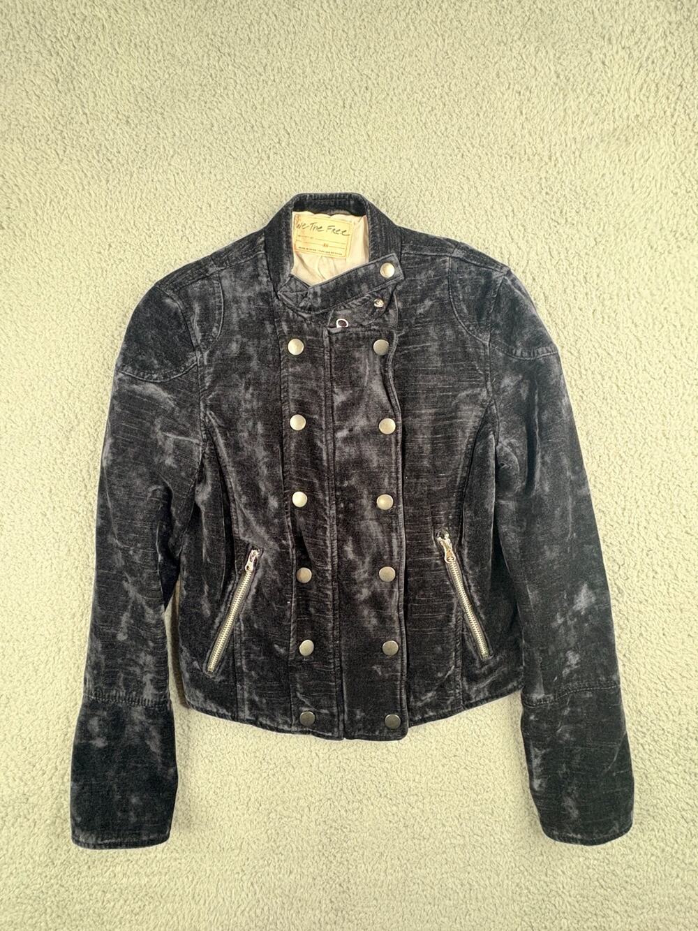 Free People We The Free Moto Jacket Women's Size XS Black Double Breasted